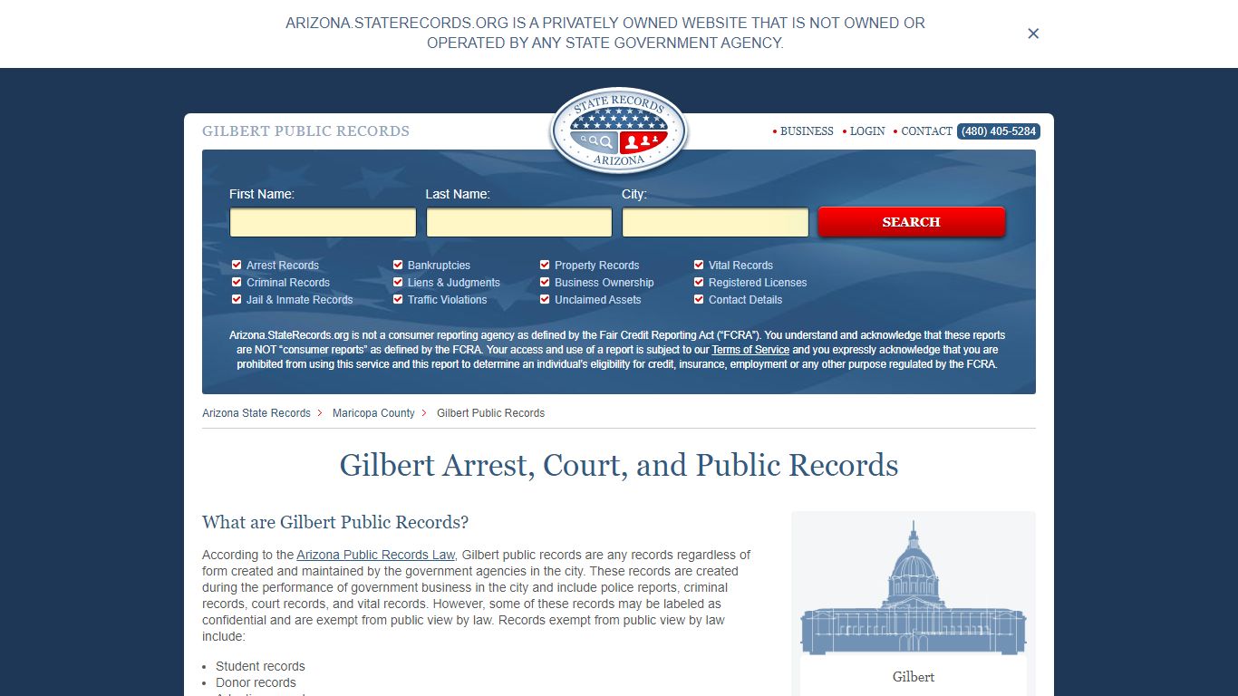 Gilbert Arrest and Public Records | Arizona.StateRecords.org